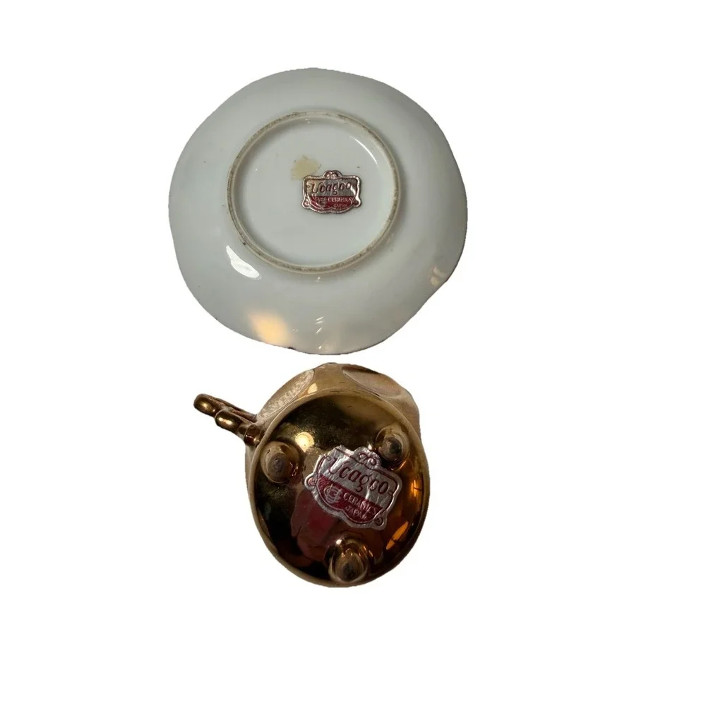Ucagco Ceramics Japan Miniature Teacup Cup & Saucer Small‎ Tiny Gold